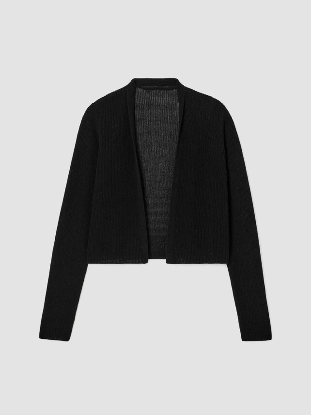 Eileen Fisher Size M Organic Cotton Silk Cord Cropped Light Cardigan - Black